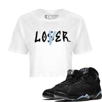 Air Jordan 7 Chambray Sneaker Match Tees Loser Lover Sneaker Tees AJ7 Chambray SNRT Sneaker Release Tees Women's Shirts White 1