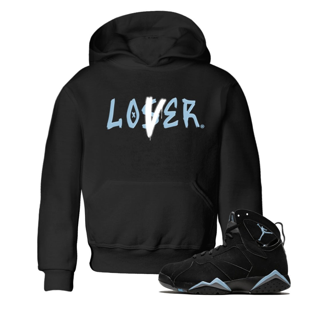 Air Jordan 7 Chambray Sneaker Match Tees Loser Lover Sneaker Tees AJ7 Chambray SNRT Sneaker Release Tees Kids Shirts Black 1