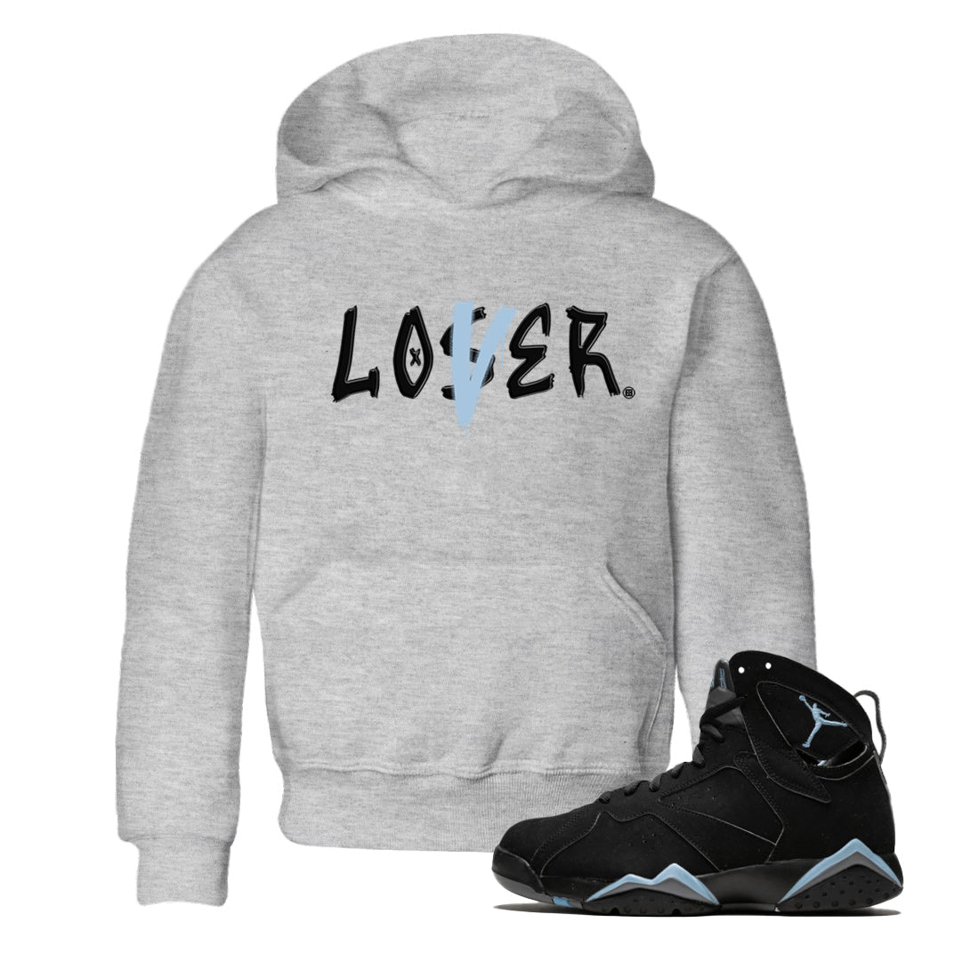 Air Jordan 7 Chambray Sneaker Match Tees Loser Lover Sneaker Tees AJ7 Chambray SNRT Sneaker Release Tees Kids Shirts Heather Grey 1