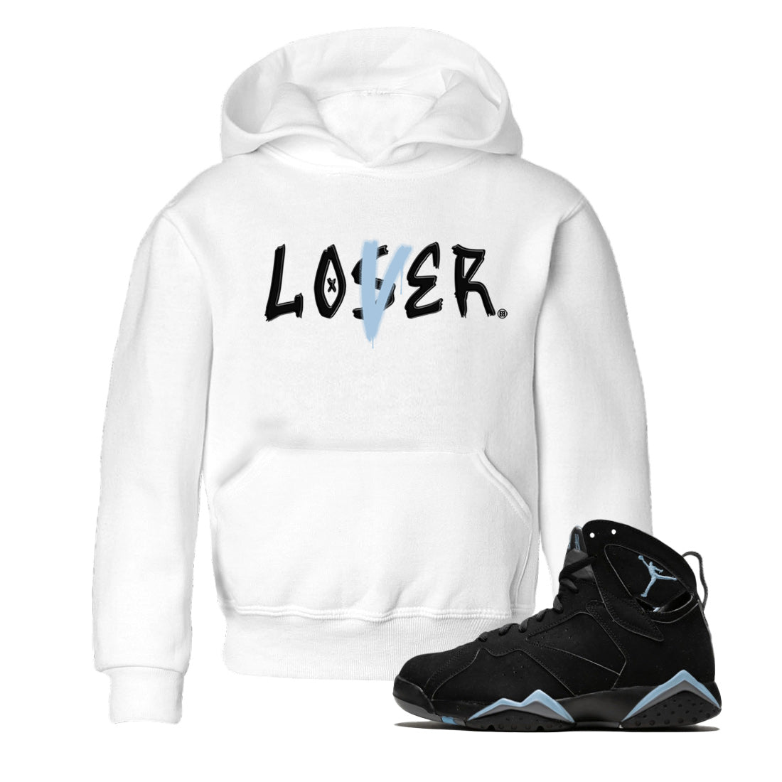 Air Jordan 7 Chambray Sneaker Match Tees Loser Lover Sneaker Tees AJ7 Chambray SNRT Sneaker Release Tees Kids Shirts White 1