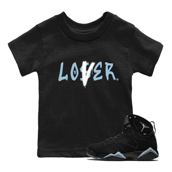 Air Jordan 7 Chambray Sneaker Match Tees Loser Lover Sneaker Tees AJ7 Chambray SNRT Sneaker Release Tees Kids Shirts Black 1