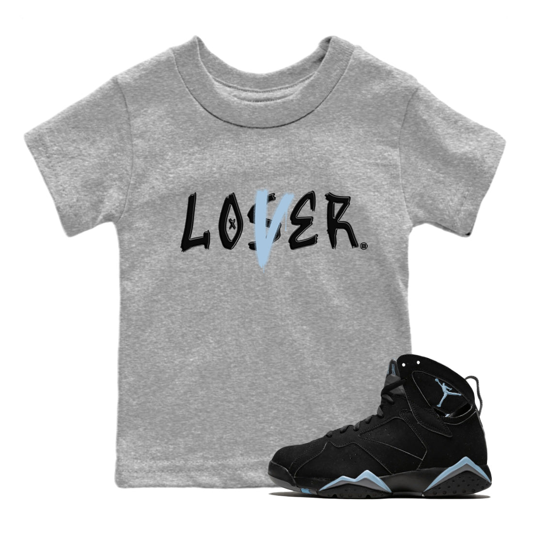 Air Jordan 7 Chambray Sneaker Match Tees Loser Lover Sneaker Tees AJ7 Chambray SNRT Sneaker Release Tees Kids Shirts Heather Grey 1