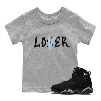 Air Jordan 7 Chambray Sneaker Match Tees Loser Lover Sneaker Tees AJ7 Chambray SNRT Sneaker Release Tees Kids Shirts Heather Grey 1