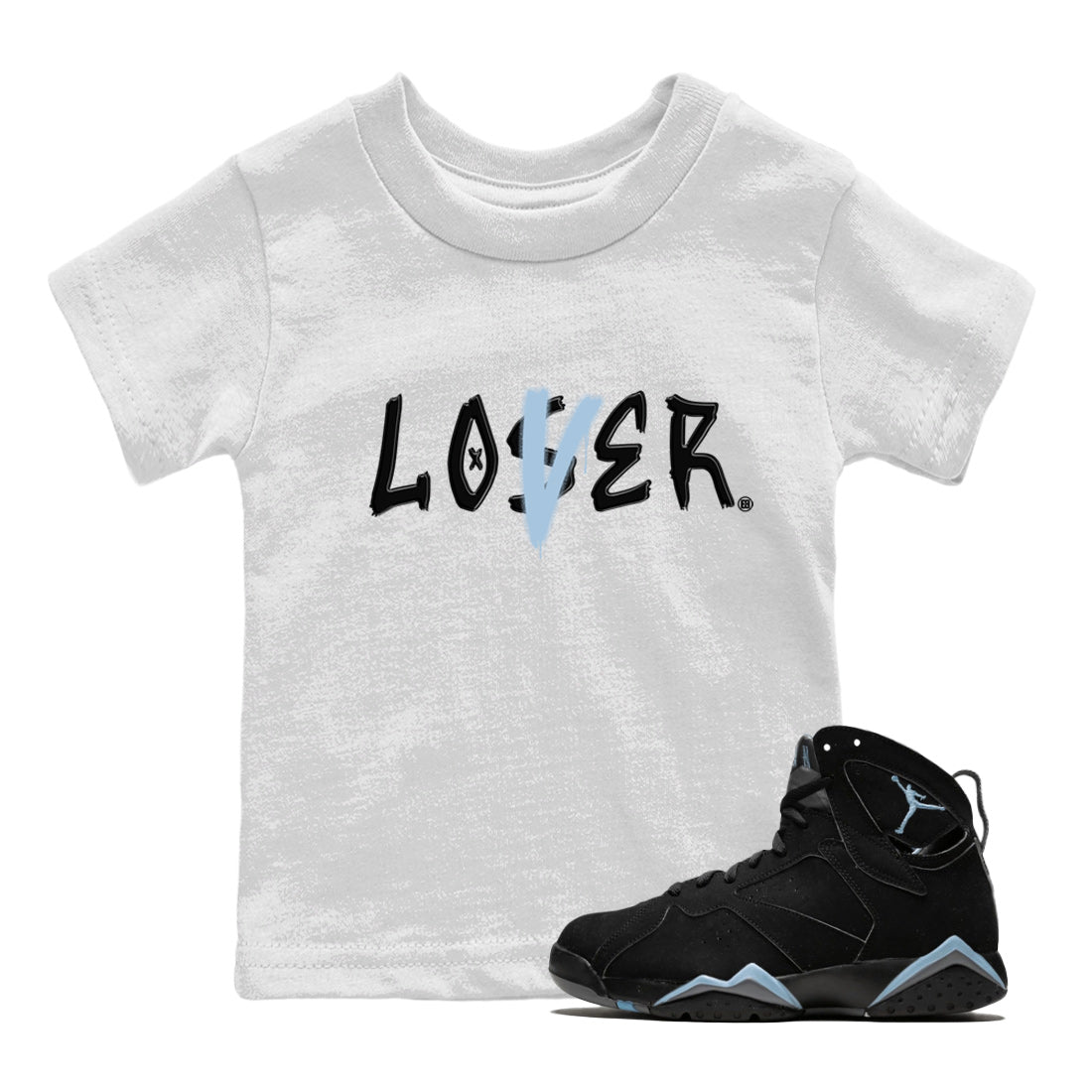Air Jordan 7 Chambray Sneaker Match Tees Loser Lover Sneaker Tees AJ7 Chambray SNRT Sneaker Release Tees Kids Shirts White 1