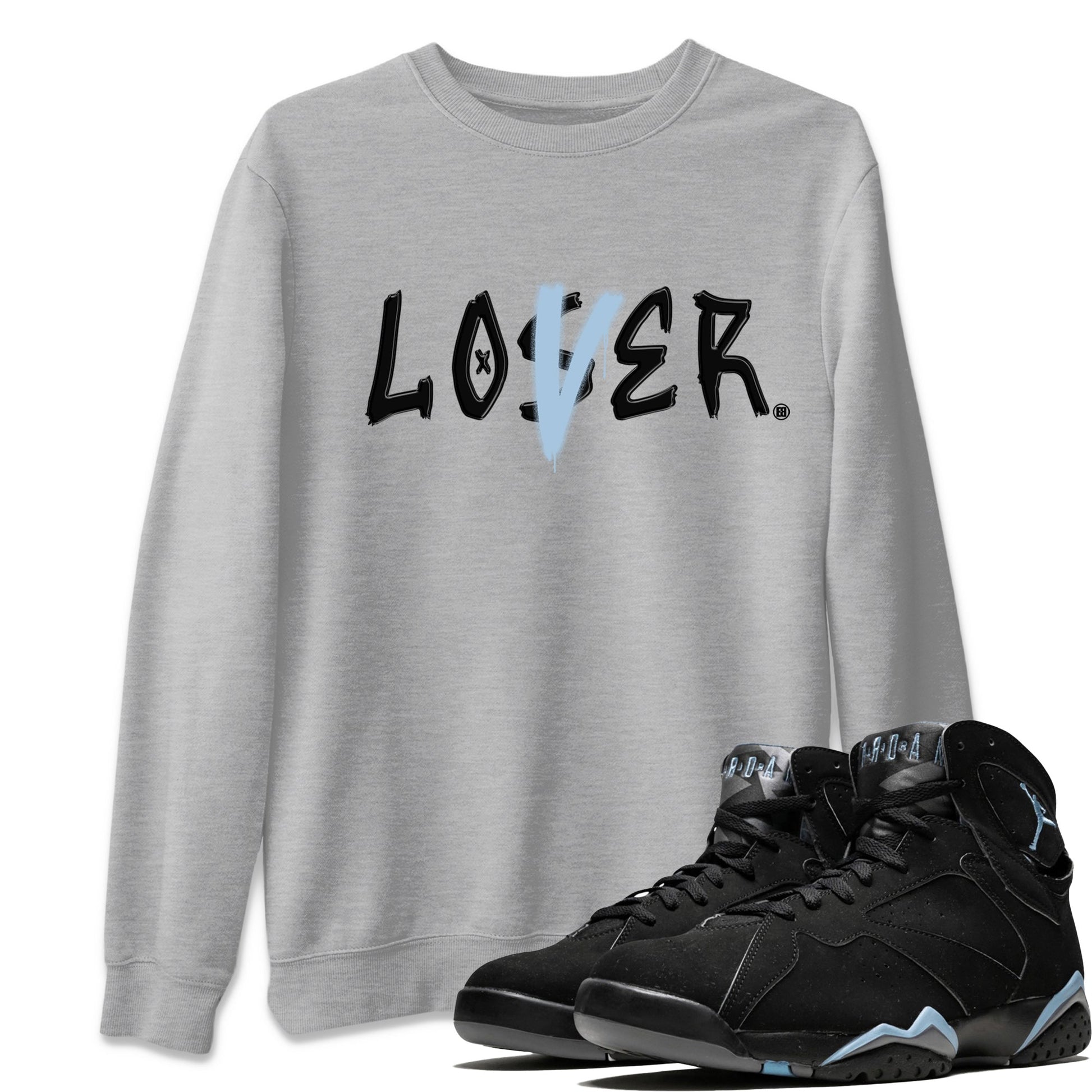 Air Jordan 7 Chambray Sneaker Match Tees Loser Lover Sneaker Tees AJ7 Chambray SNRT Sneaker Release Tees Unisex Shirts Heather Grey 1