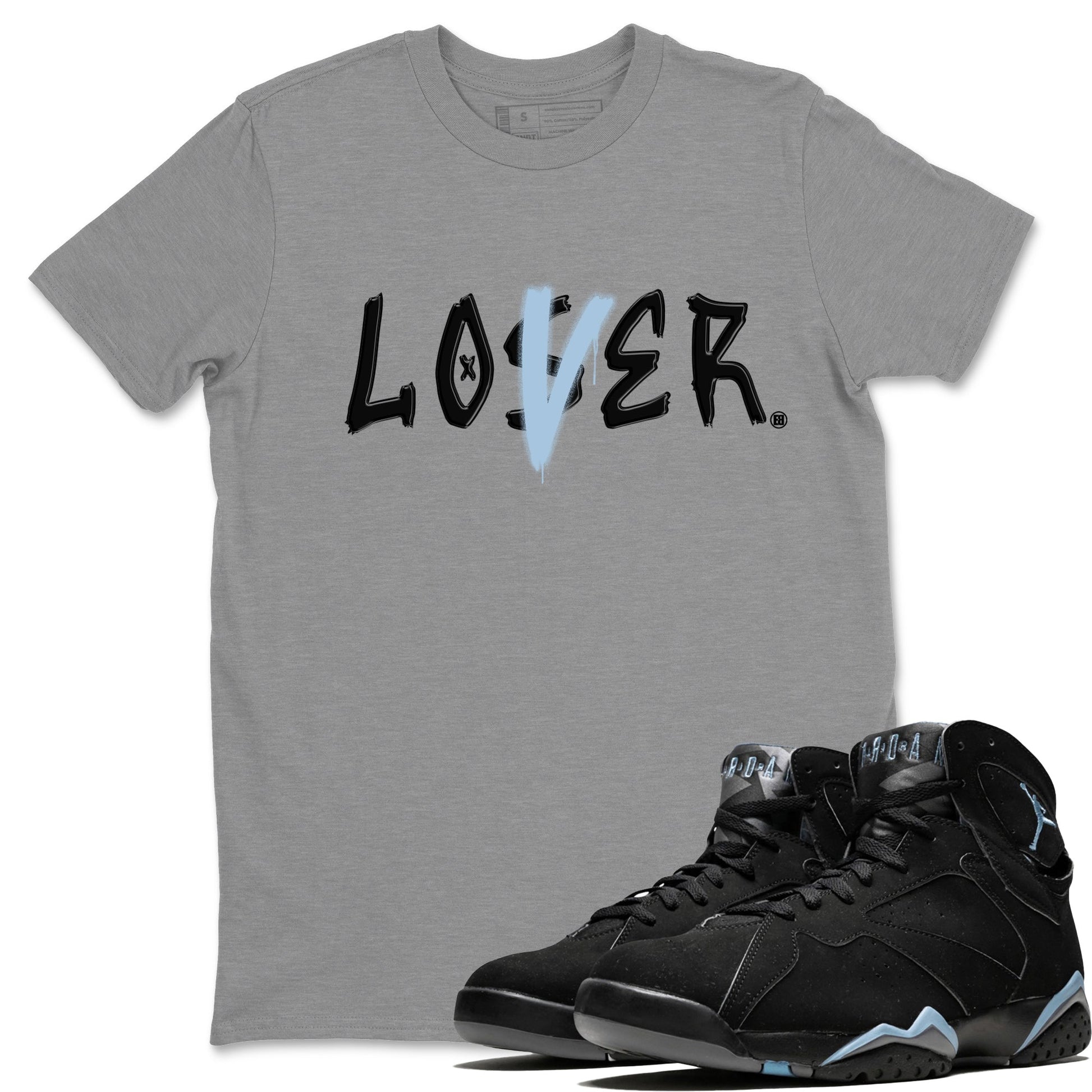 Air Jordan 7 Chambray Sneaker Match Tees Loser Lover Sneaker Tees AJ7 Chambray SNRT Sneaker Release Tees Unisex Shirts Heather Grey 1