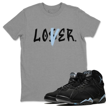 Air Jordan 7 Chambray Sneaker Match Tees Loser Lover Sneaker Tees AJ7 Chambray SNRT Sneaker Release Tees Unisex Shirts Heather Grey 1