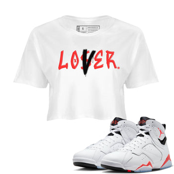 Air Jordan 7 Retro White Infrared shirt to match jordans Loser Lover sneaker tees Air Jordan 7 White Infrared SNRT Sneaker Release Tees White 1 Crop T-Shirt