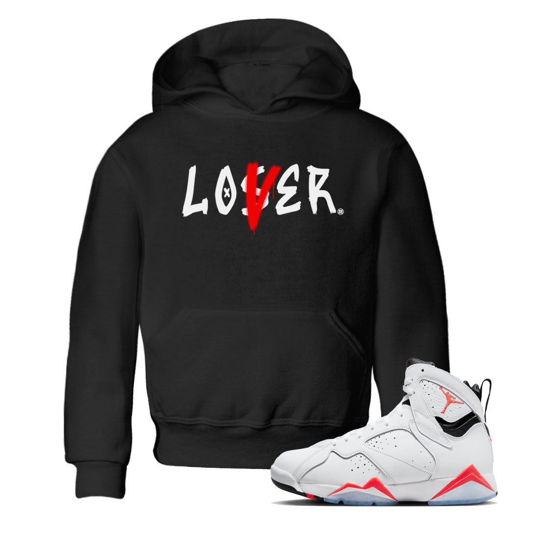 Air Jordan 7 Retro White Infrared shirt to match jordans Loser Lover sneaker tees Air Jordan 7 White Infrared SNRT Sneaker Release Tees Baby Toddler Black 1 T-Shirt
