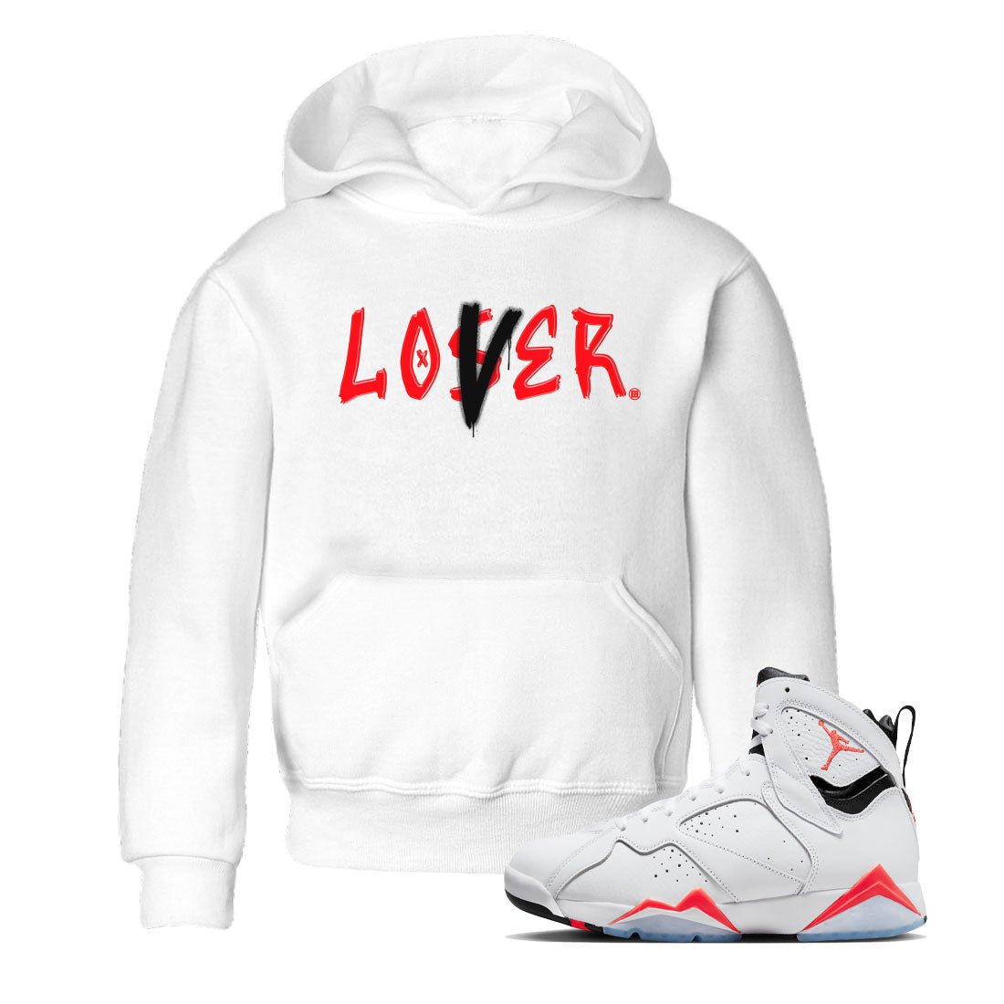 Air Jordan 7 Retro White Infrared shirt to match jordans Loser Lover sneaker tees Air Jordan 7 White Infrared SNRT Sneaker Release Tees Baby Toddler White 1 T-Shirt