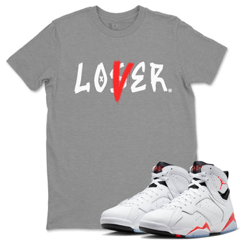 Air Jordan 7 Retro White Infrared shirt to match jordans Loser Lover sneaker tees Air Jordan 7 White Infrared SNRT Sneaker Release Tees Unisex Heather Grey 1 T-Shirt