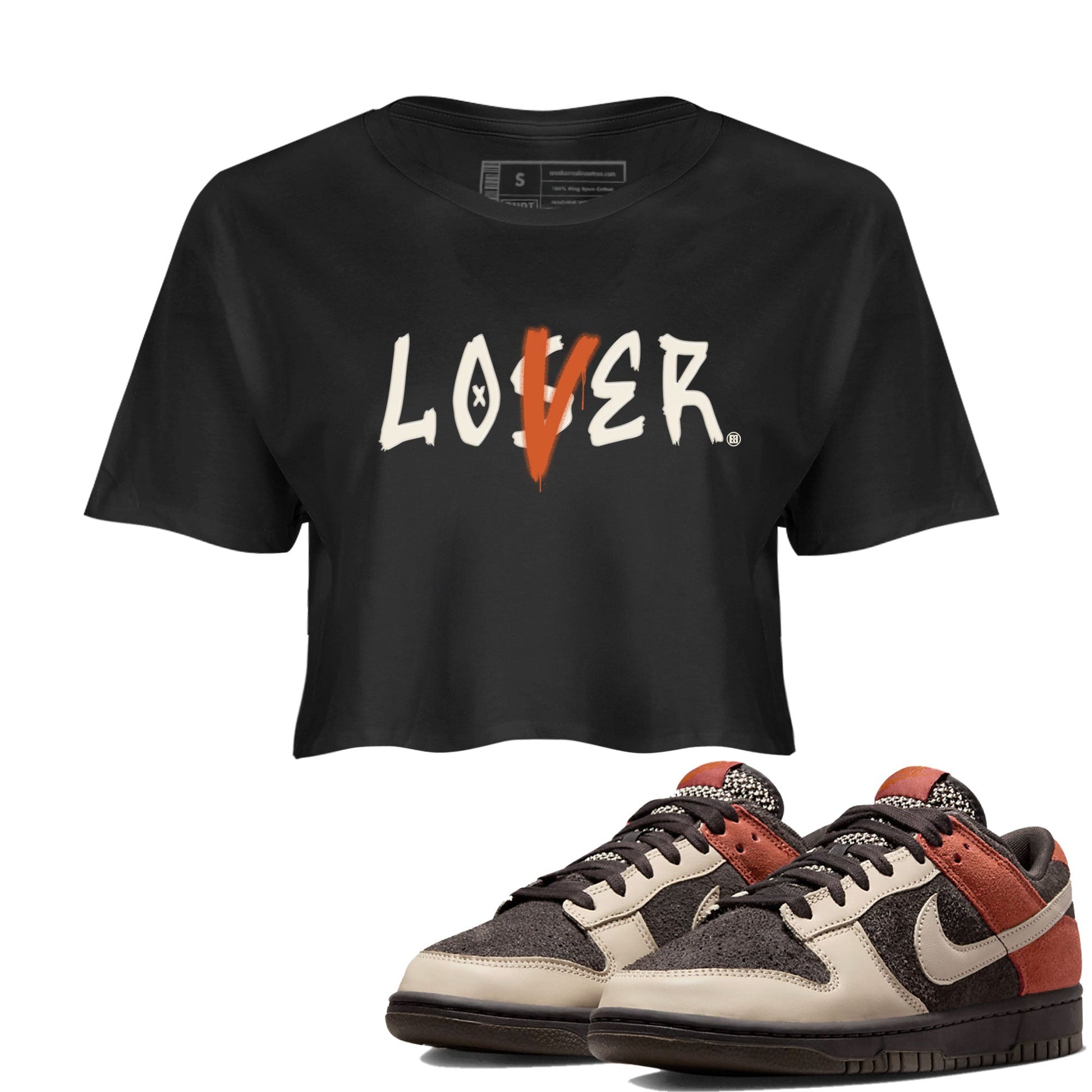 Dunk Low Red Panda shirt to match jordans Loser Lover sneaker tees Dunk Low Red Panda SNRT Sneaker Release Tees Black 1 Crop T-Shirt