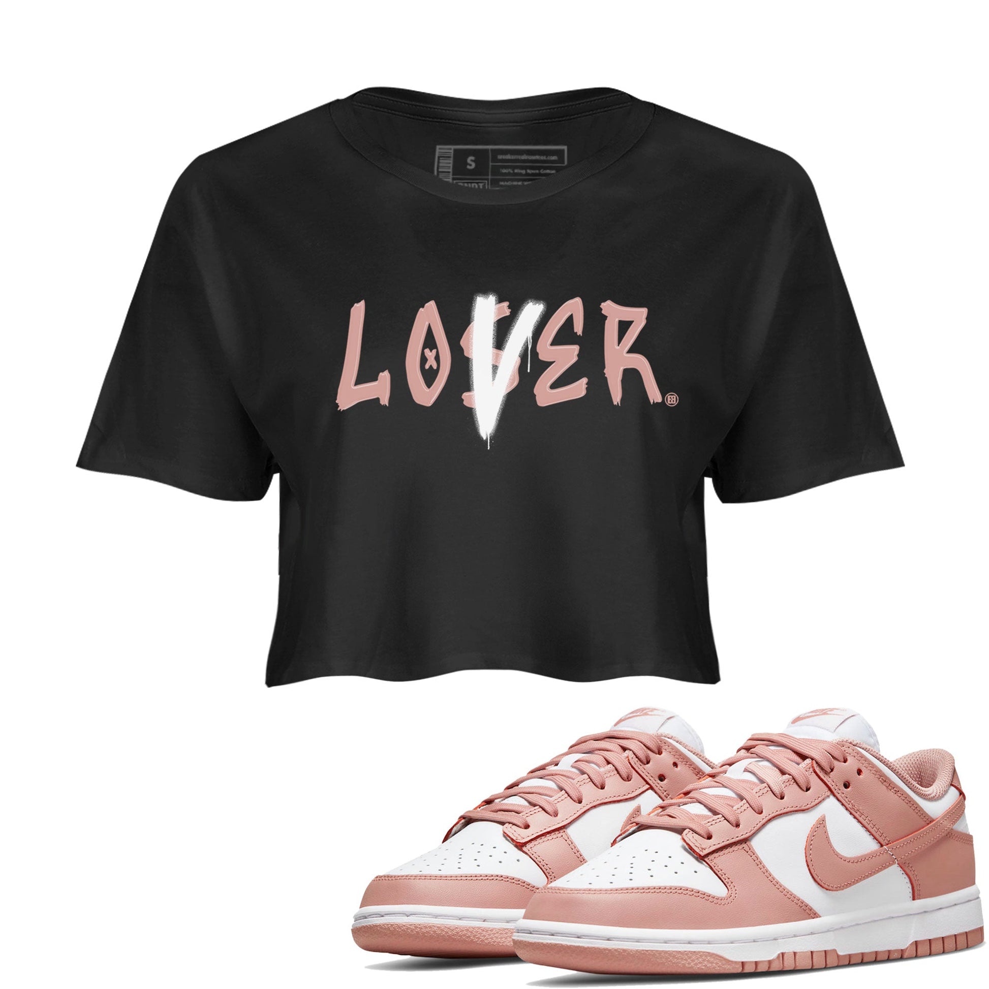 Dunk Low WMNS Rose Whisper shirt to match jordans Loser Lover sneaker tees Dunk Rose Whisper SNRT Sneaker Release Tees Black 1 Crop T-Shirt