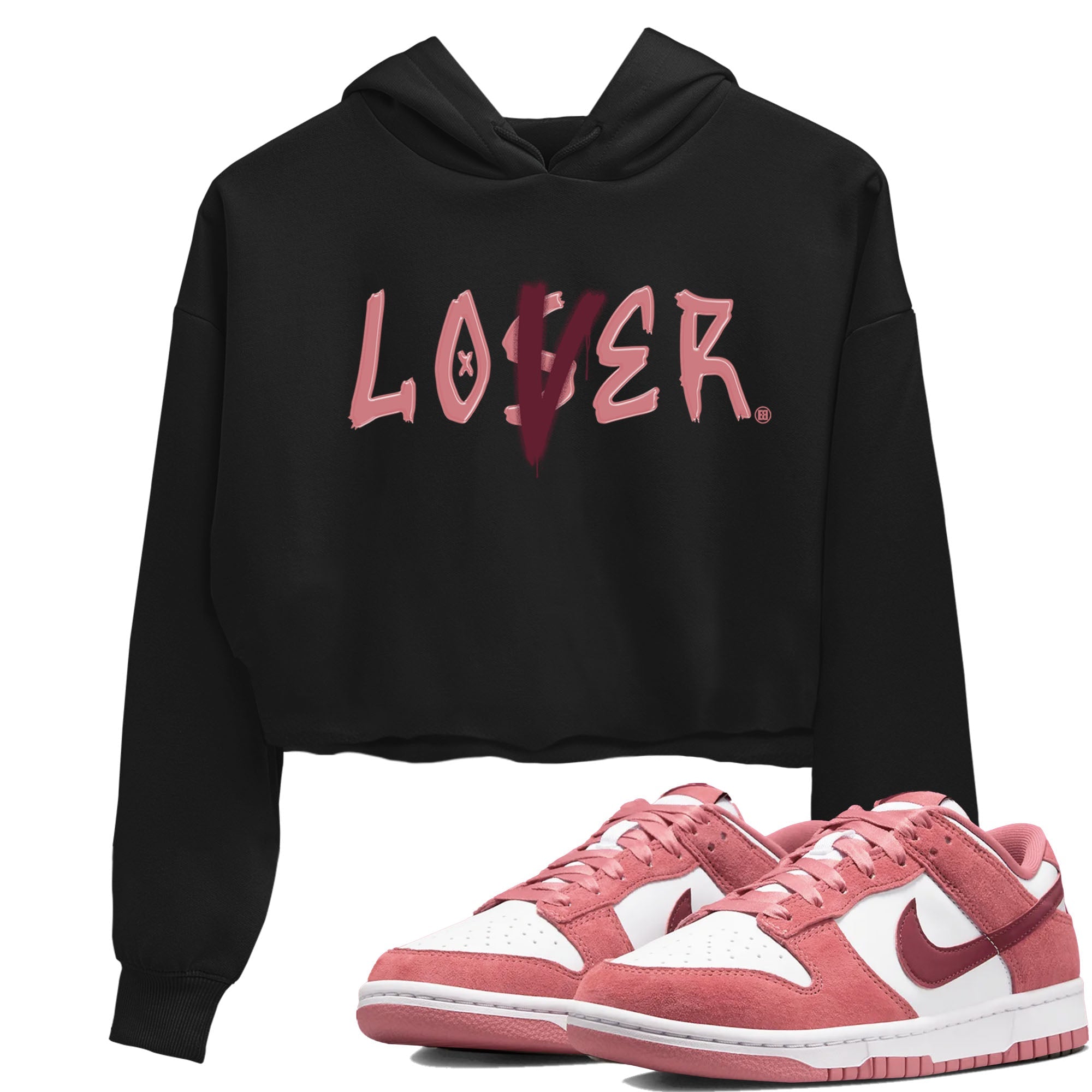 Dunks Valentine's Day shirt to match jordans Special Valentine Day Clothes jordans Loser Lover sneaker tees Dunk Valentine's Day SNRT Sneaker Release Tees Black 1 crop length shirt