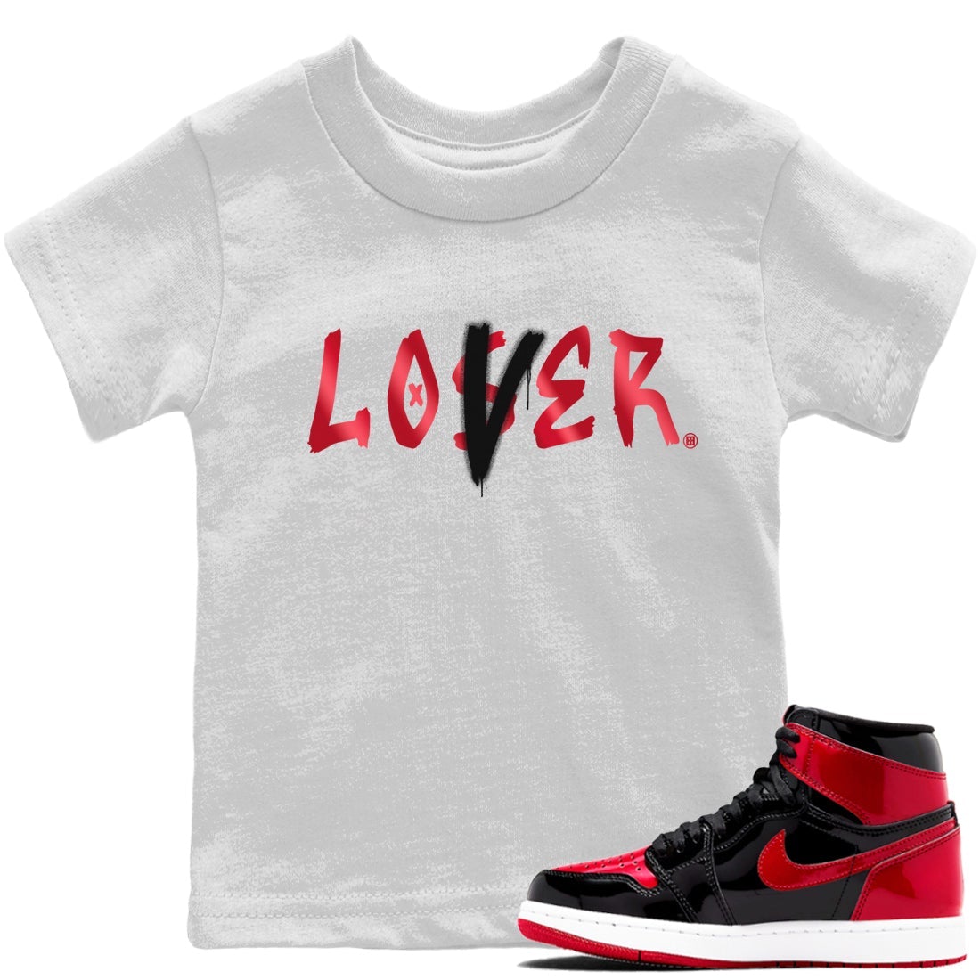 Jordan 1 Bred Patent Sneaker Match Tees Loser Lover Sneaker Tees Jordan 1 Bred Patent Sneaker Release Tees Kids Shirts