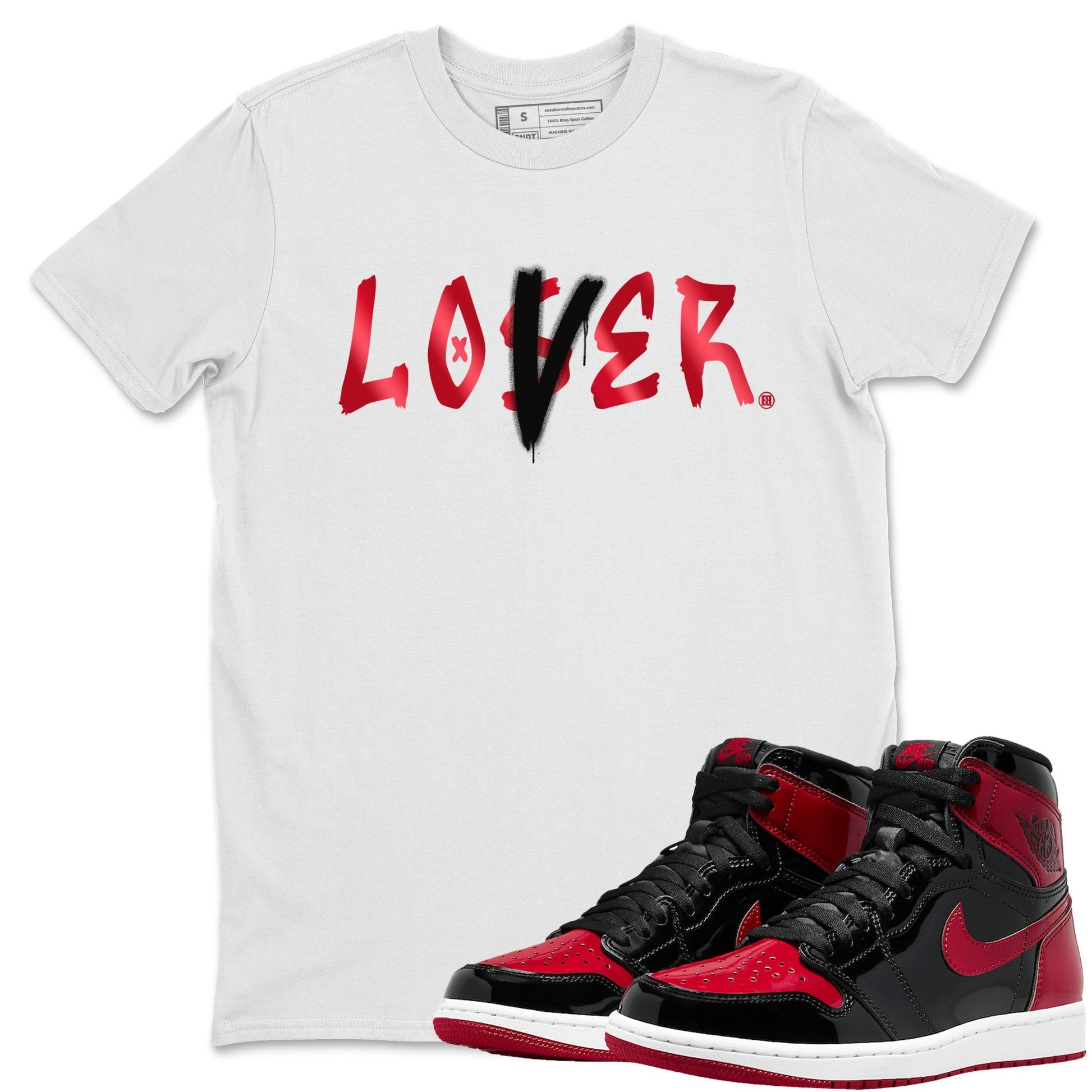 Jordan 1 Bred Patent Sneaker Match Tees Loser Lover Sneaker Tees Jordan 1 Bred Patent Sneaker Release Tees Unisex Shirts