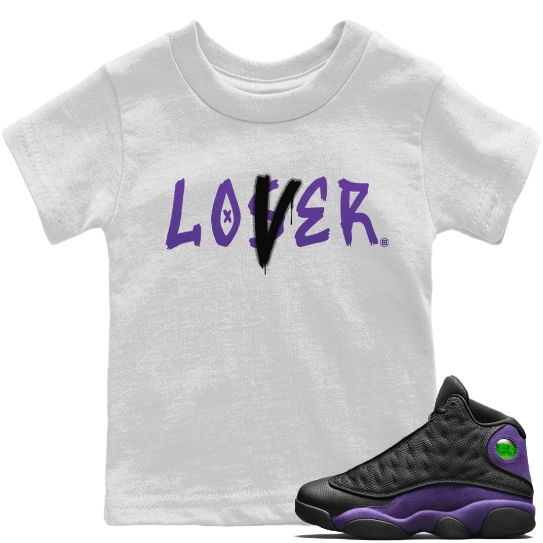 Jordan 13 Court Purple Sneaker Match Tees Loser Lover Sneaker Tees Jordan 13 Court Purple Sneaker Release Tees Kids Shirts