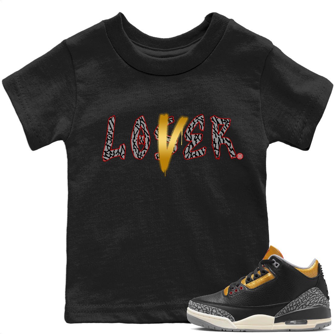 Jordan 3 Black Gold Sneaker Match Tees Loser Lover Sneaker Tees Jordan 3 Black Gold Sneaker Release Tees Kids Shirts