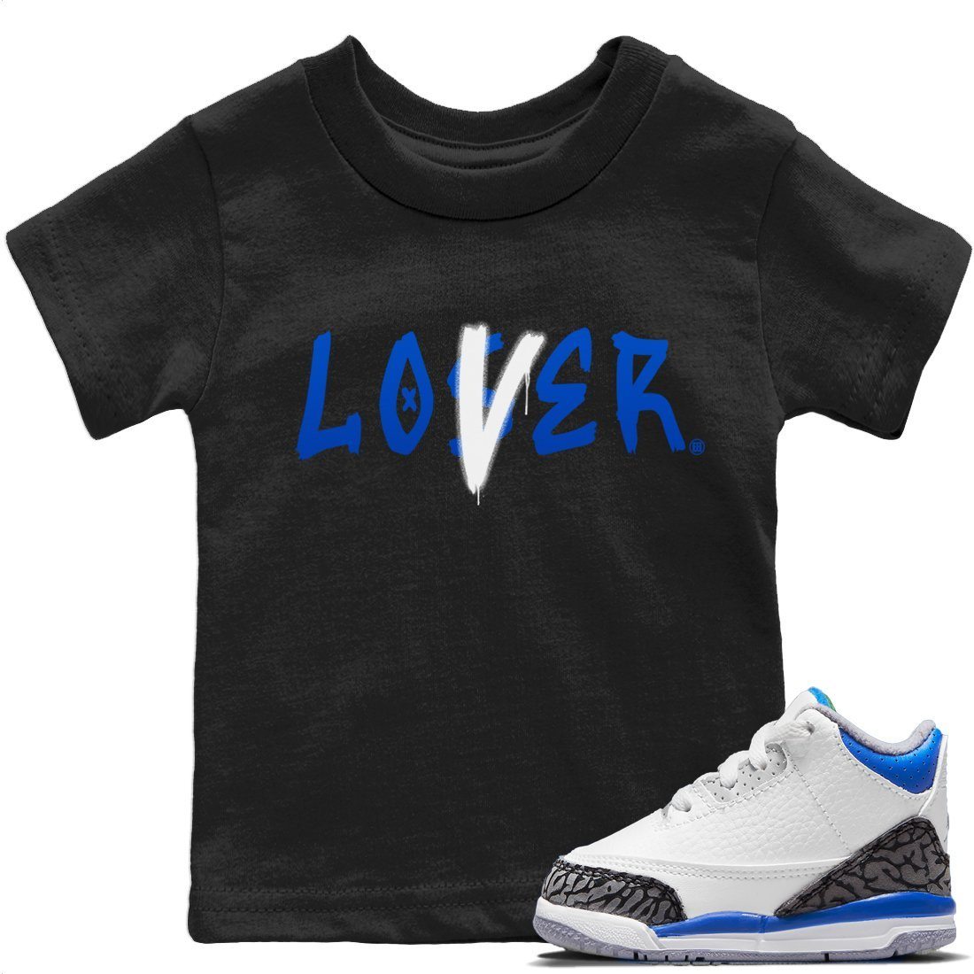 Jordan 3 Racer Blue Sneaker Match Tees Loser Lover Sneaker Tees Jordan 3 Racer Blue Sneaker Release Tees Kids Shirts