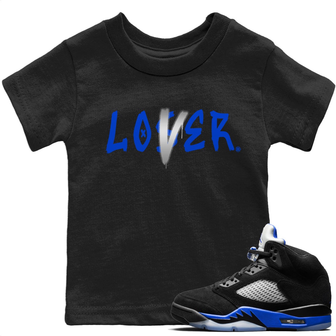Jordan 5 Racer Blue Sneaker Match Tees Loser Lover Sneaker Tees Jordan 5 Racer Blue Sneaker Release Tees Kids Shirts