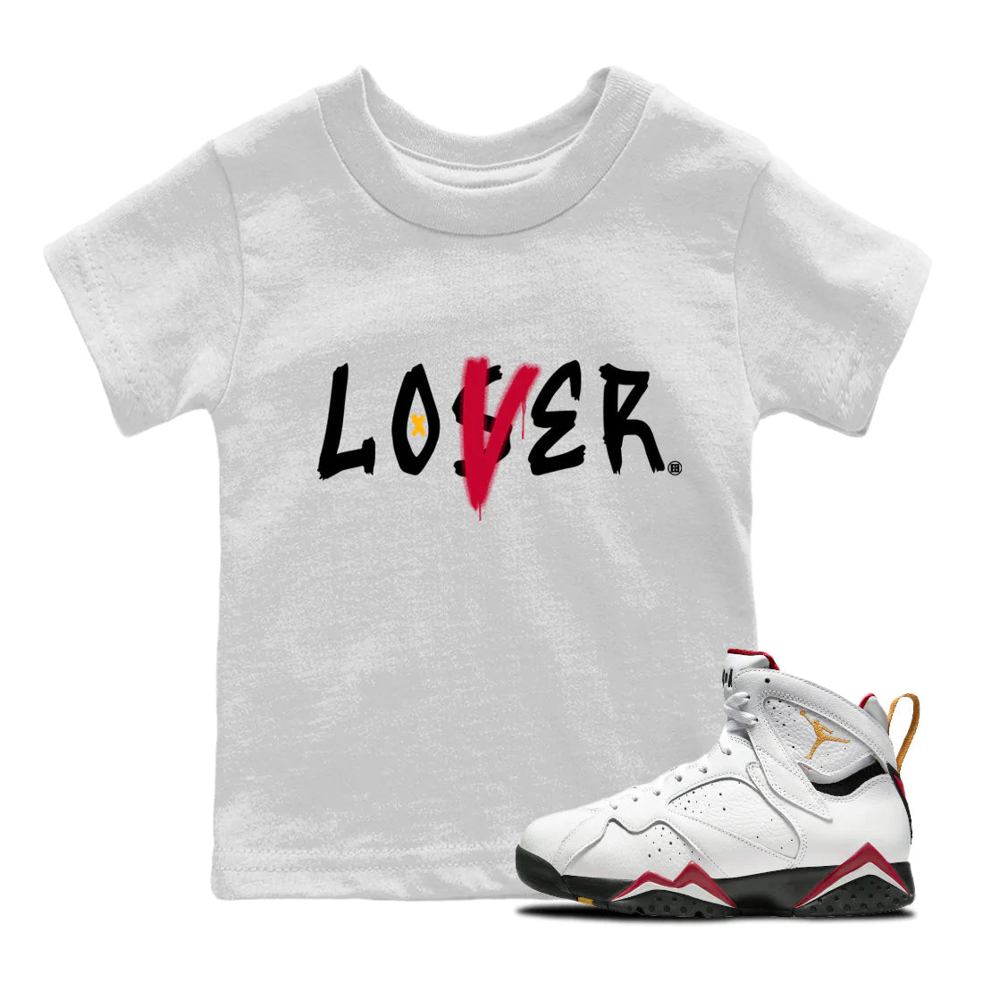 Jordan 7 Cardinal Sneaker Match Tees Loser Lover Sneaker Tees Jordan 7 Cardinal Sneaker Release Tees Kids Shirts