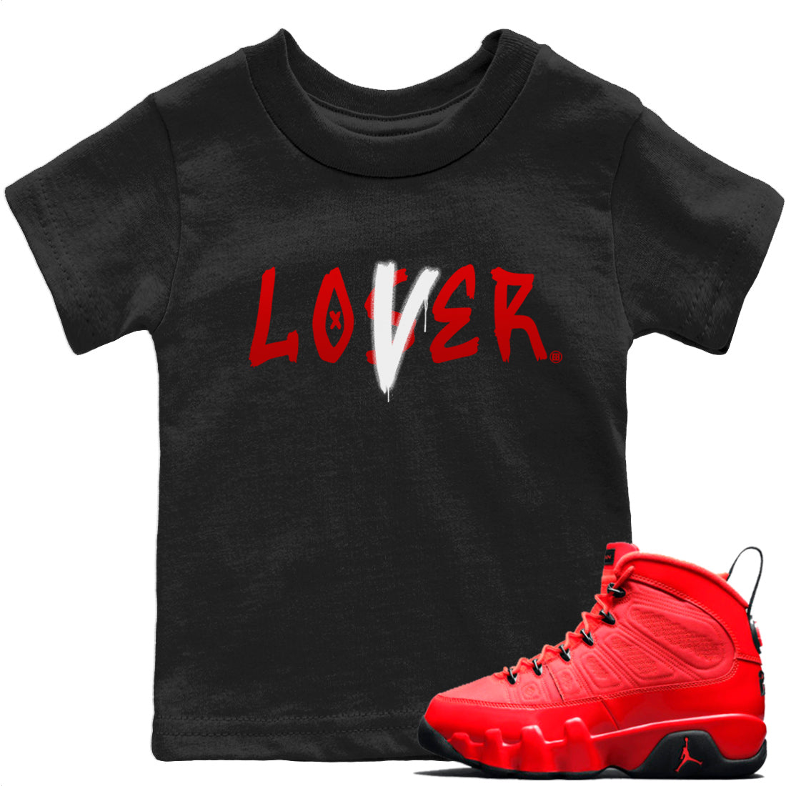 Jordan 9 Chile Red Sneaker Match Tees Loser Lover Sneaker Tees Jordan 9 Chile Red Sneaker Release Tees Kids Shirts