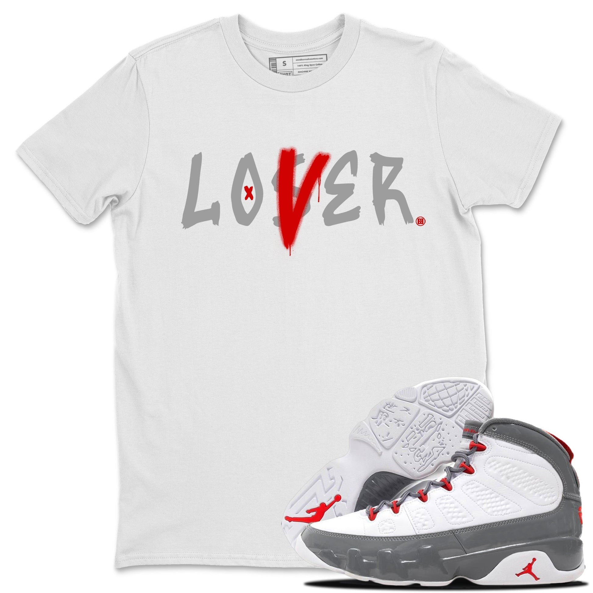 Jordan 9 Fire Red Sneaker Match Tees Loser Lover Sneaker Tees Jordan 9 Fire Red Sneaker Release Tees Unisex Shirts