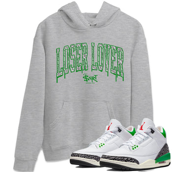 Air Jordan 3 Lucky Green Sneaker Match Tees Loser Lover Letter Sneaker Tees Air Jordan 3 WMNS Lucky Green Sneaker Release Tees Unisex Shirts Heather Grey 1