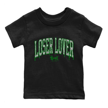Air Jordan 3 Lucky Green Sneaker Match Tees Loser Lover Letter Sneaker Tees Air Jordan 3 WMNS Lucky Green Sneaker Release Tees Kids Shirts Black 2