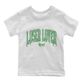 Air Jordan 3 Lucky Green Sneaker Match Tees Loser Lover Letter Sneaker Tees Air Jordan 3 WMNS Lucky Green Sneaker Release Tees Kids Shirts White 2