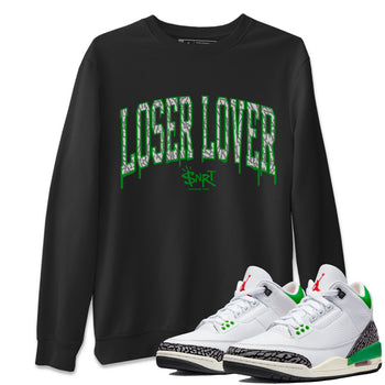 Air Jordan 3 Lucky Green Loser Lover Letter Crew Neck Sneaker Tees Air Jordan 3 WMNS Lucky Green Sneaker T-Shirts Washing and Care Tip