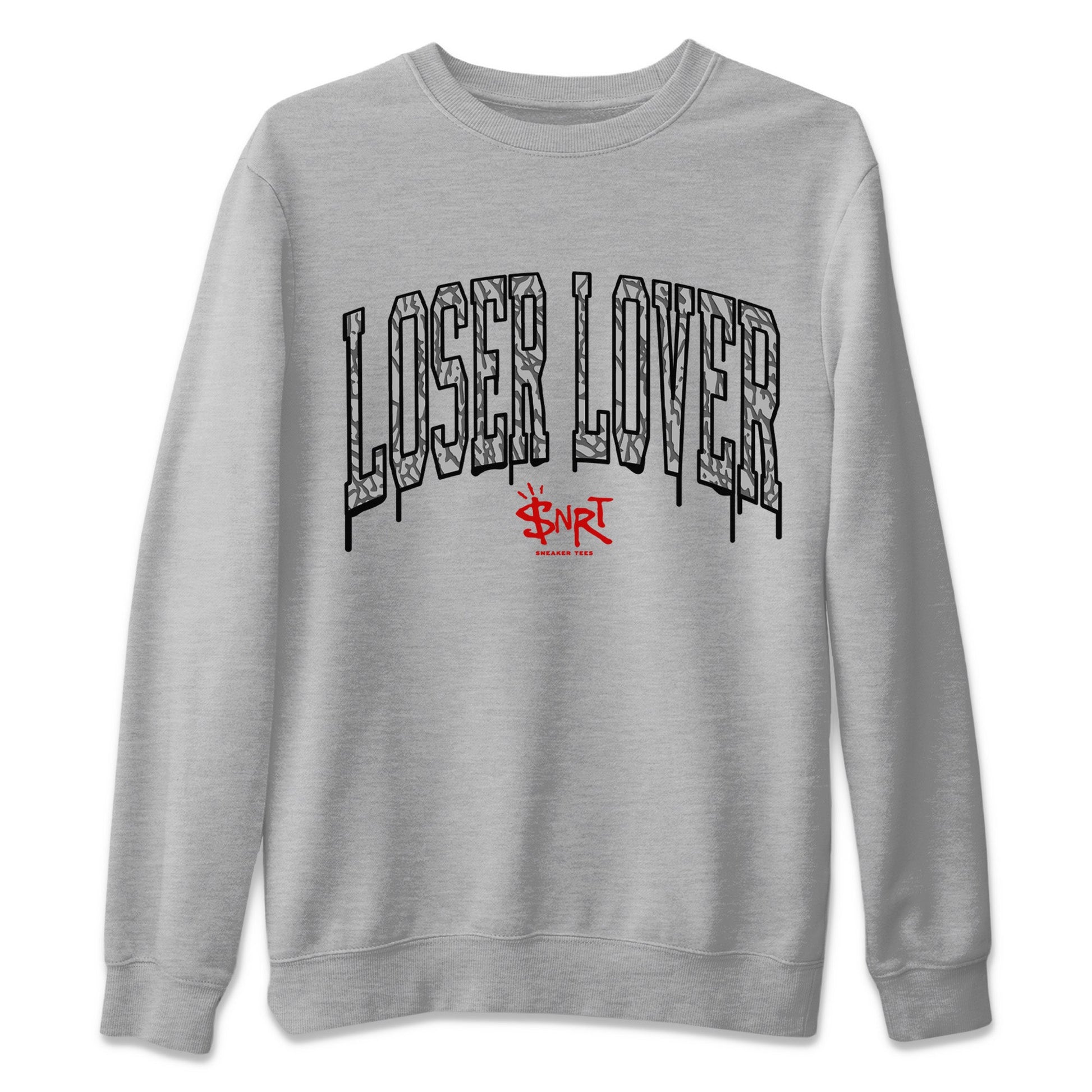Air Jordan 3 White Cement Sneaker Match Tees Loser Lover Letter Sneaker Tees Air Jordan 3 Retro White Cement Sneaker Release Tees Unisex Shirts Heather Grey 2