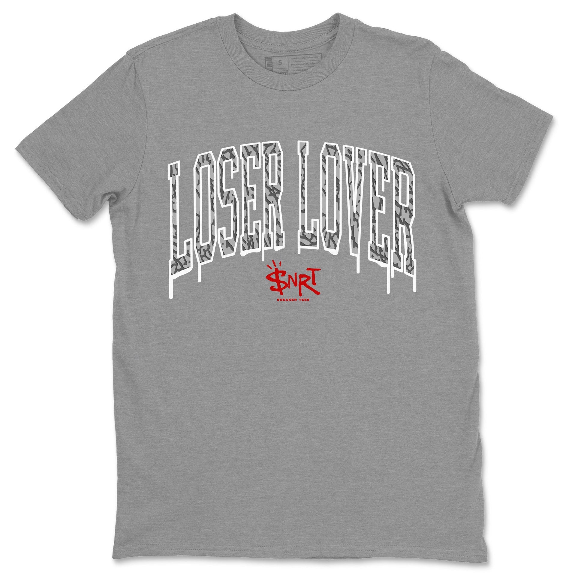 Air Jordan 3 White Cement Sneaker Match Tees Loser Lover Letter Sneaker Tees Air Jordan 3 Retro White Cement Sneaker Release Tees Unisex Shirts Heather Grey 2