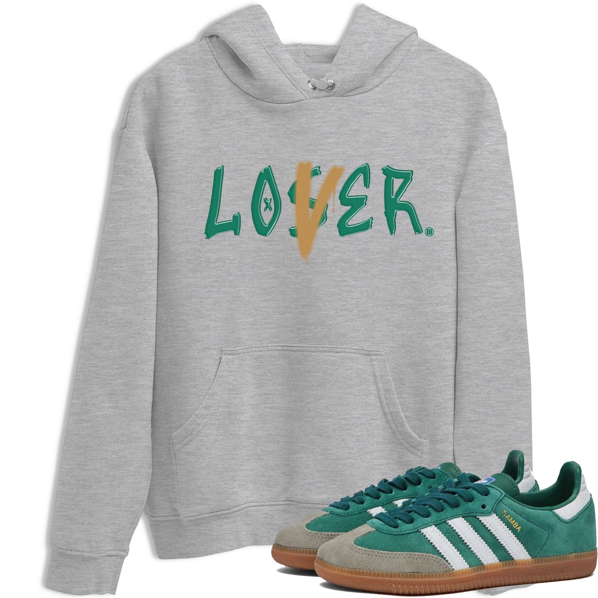 Adidas Samba OG Collegiate Green Gum shirt to match jordans Loser Lover sneaker tees Samba Collegiate Green Gum SNRT Sneaker Release Tees Crew Neck T-ShirtUnisex Heather Grey 1 T-Shirt