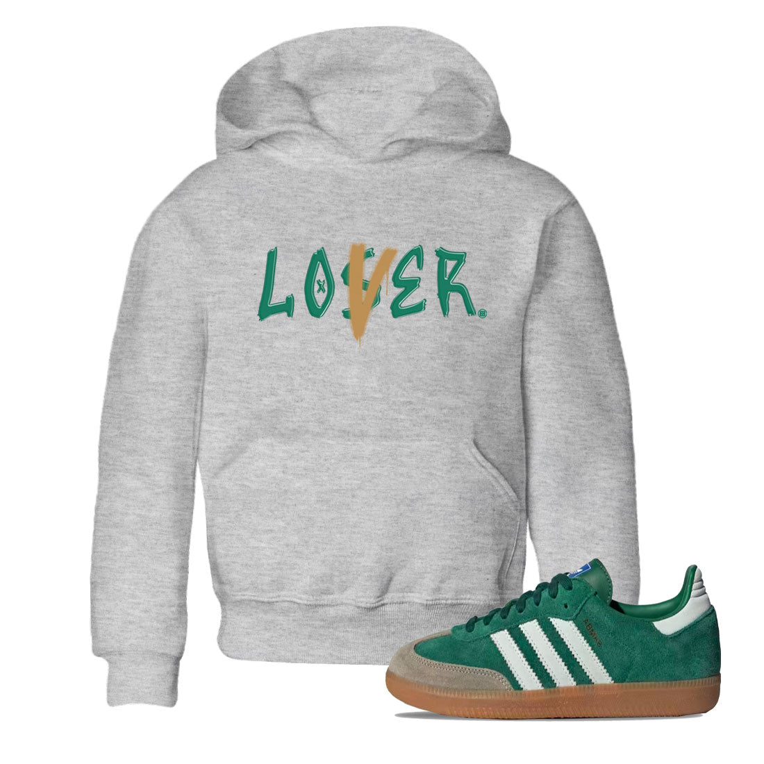 Adidas Samba OG Collegiate Green Gum shirt to match jordans Loser Lover sneaker tees Samba Collegiate Green Gum SNRT Sneaker Release Tees Crew Neck T-ShirtBaby Toddler Heather Grey 1 T-Shirt