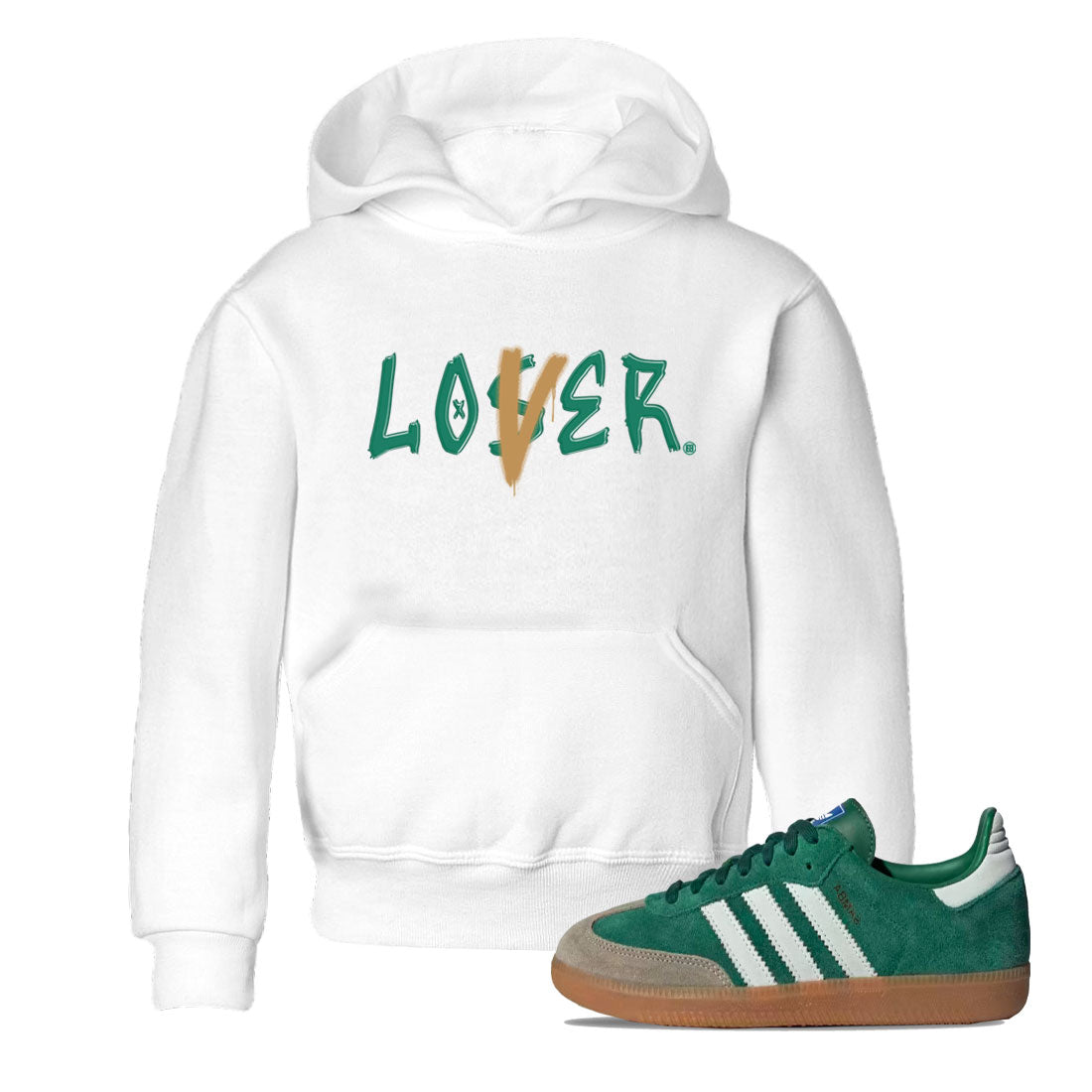Adidas Samba OG Collegiate Green Gum shirt to match jordans Loser Lover sneaker tees Samba Collegiate Green Gum SNRT Sneaker Release Tees Crew Neck T-ShirtBaby Toddler White 1 T-Shirt