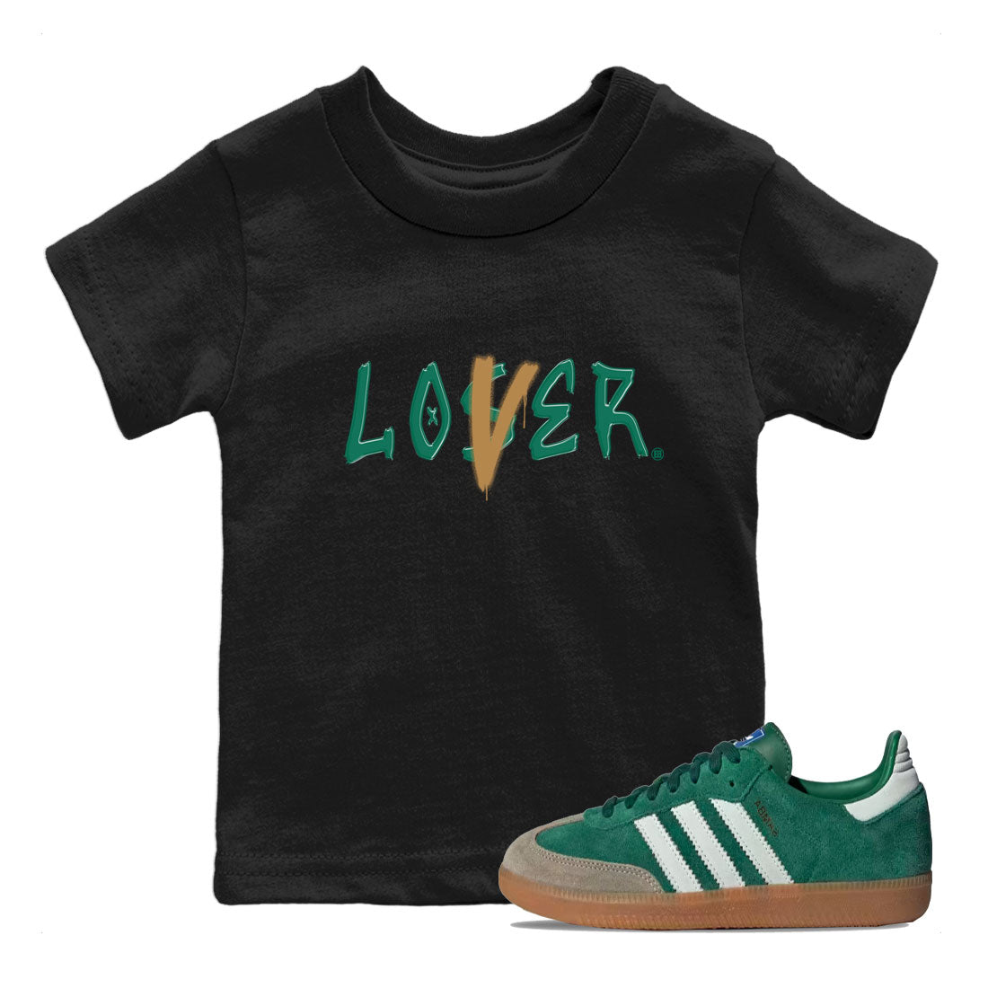 Adidas Samba OG Collegiate Green Gum shirt to match jordans Loser Lover sneaker tees Samba Collegiate Green Gum SNRT Sneaker Release Tees Crew Neck T-ShirtBaby Toddler Black 1 T-Shirt