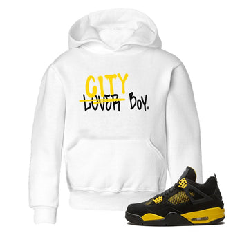 Air Jordan 4 Thunder Sneaker Match Tees Loser X City Boy Sneaker Tees Air Jordan 4 Retro Thunder Tee Kids Shirts White 1