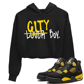 Air Jordan 4 Thunder Sneaker Match Tees Loser X City Boy Sneaker Tees Air Jordan 4 Retro Thunder Tee Women's Shirts Black 1