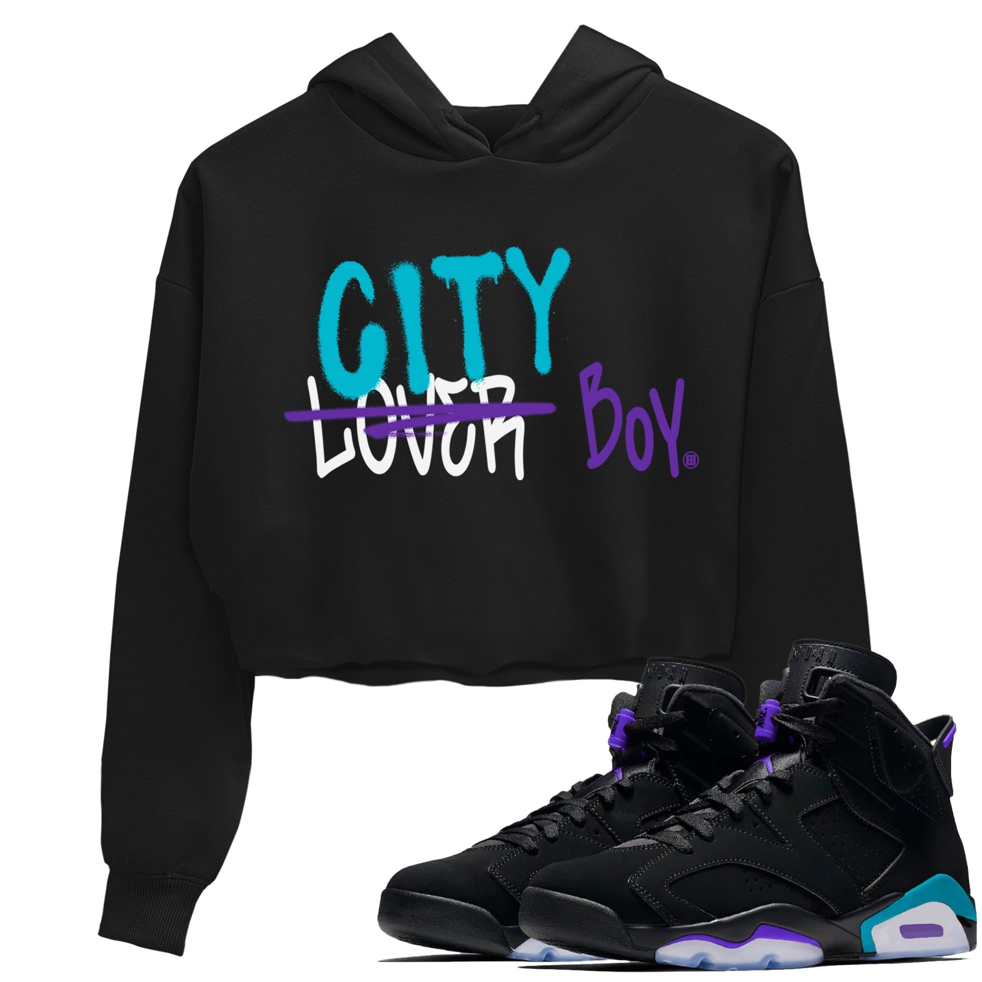 AJ6 Aqua Sneaker Match Tees Loser X City Boy Sneaker Tees Air Jordan 6 Aqua Sneaker Release Tees Women's Shirts Black 1