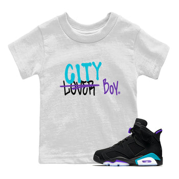AJ6 Aqua Sneaker Match Tees Loser X City Boy Sneaker Tees Air Jordan 6 Aqua Sneaker Release Tees Kids Shirts White 1