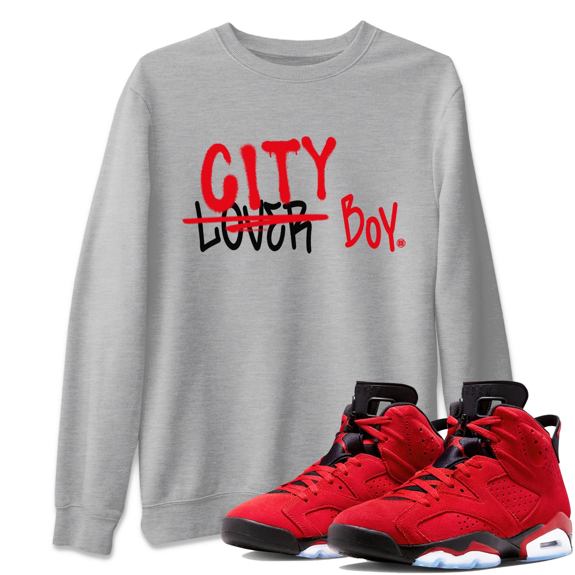 Air Jordan 6 Toro Bravo Sneaker Match Tees Loser X City Boy Sneaker Tees Air Jordan 6 Toro Tees Unisex Shirts Heather Grey 1