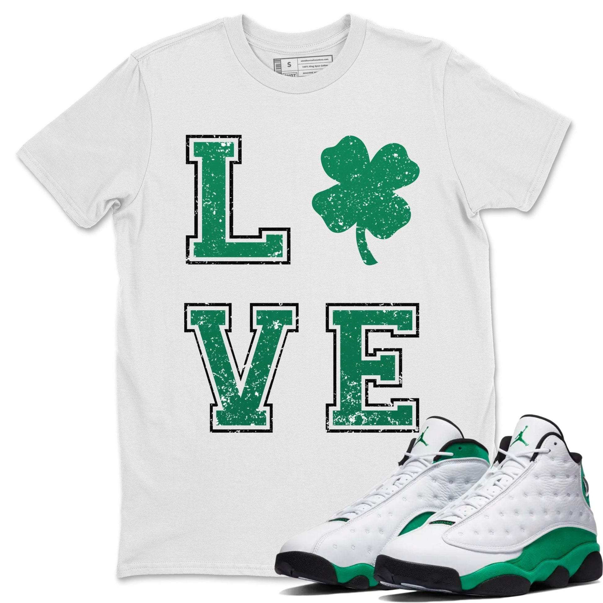 Jordan 13 Lucky Green Sneaker Match Tees LOVE Sneaker Tees Jordan 13 Lucky Green Sneaker Release Tees Unisex Shirts