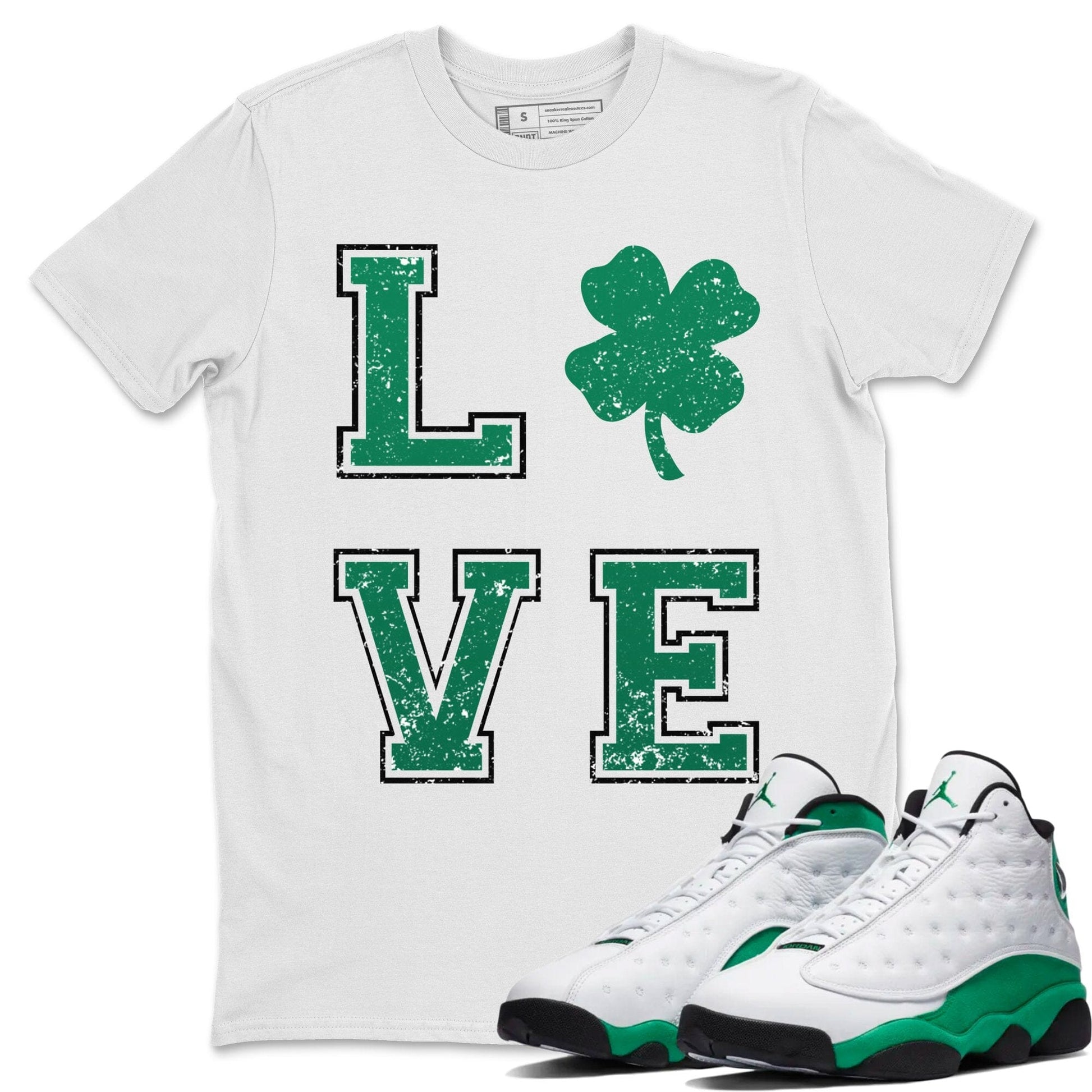 Jordan 13 Lucky Green Sneaker Match Tees LOVE Sneaker Tees Jordan 13 Lucky Green Sneaker Release Tees Unisex Shirts