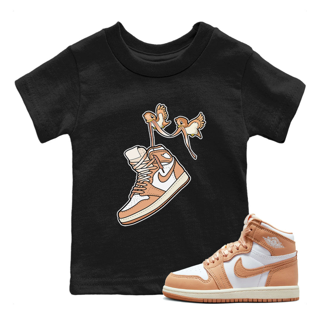 Air Jordan 1 High OG WMNS Praline shirt to match jordans Love Birds sneaker tees Air Jordan 1 Praline SNRT Sneaker Release Tees Baby Toddler Black 2 T-Shirt