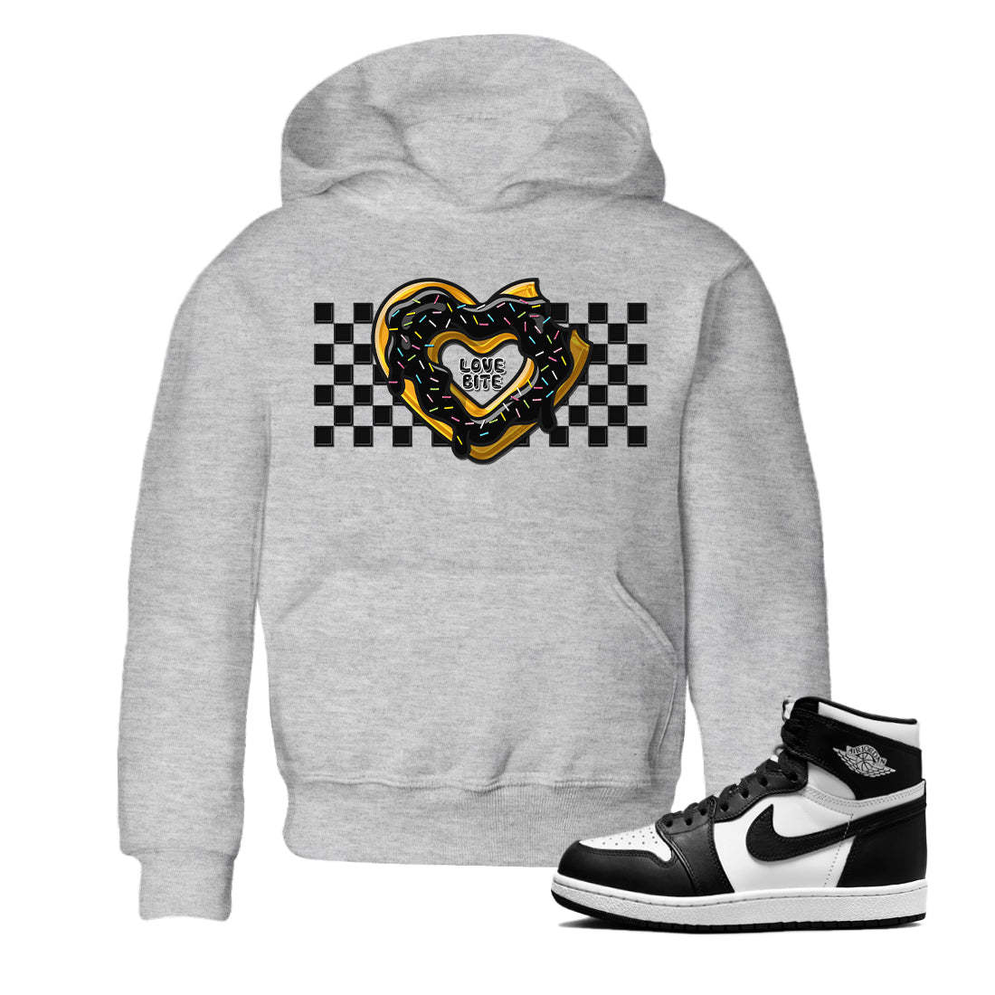 Air Jordan 1 Black White Sneaker Match Tees Love Bite Sneaker Tees Air Jordan 1 Black White Sneaker Release Tees Kids Shirts
