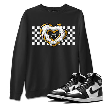 Air Jordan 1 Black White Sneaker Match Tees Love Bite Sneaker Tees Air Jordan 1 Black White Sneaker Release Tees Unisex Shirts