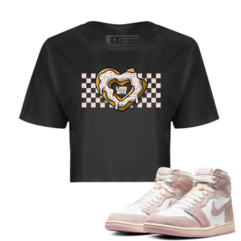 Air Jordan 1 Washed Pink Sneaker Match Tees Love Bite Sneaker Tees AJ1 Washed Pink Sneaker Release Tees Women's Shirts Black 1