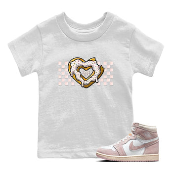 Air Jordan 1 Washed Pink Sneaker Match Tees Love Bite Sneaker Tees AJ1 Washed Pink Sneaker Release Tees Kids Shirts White 1