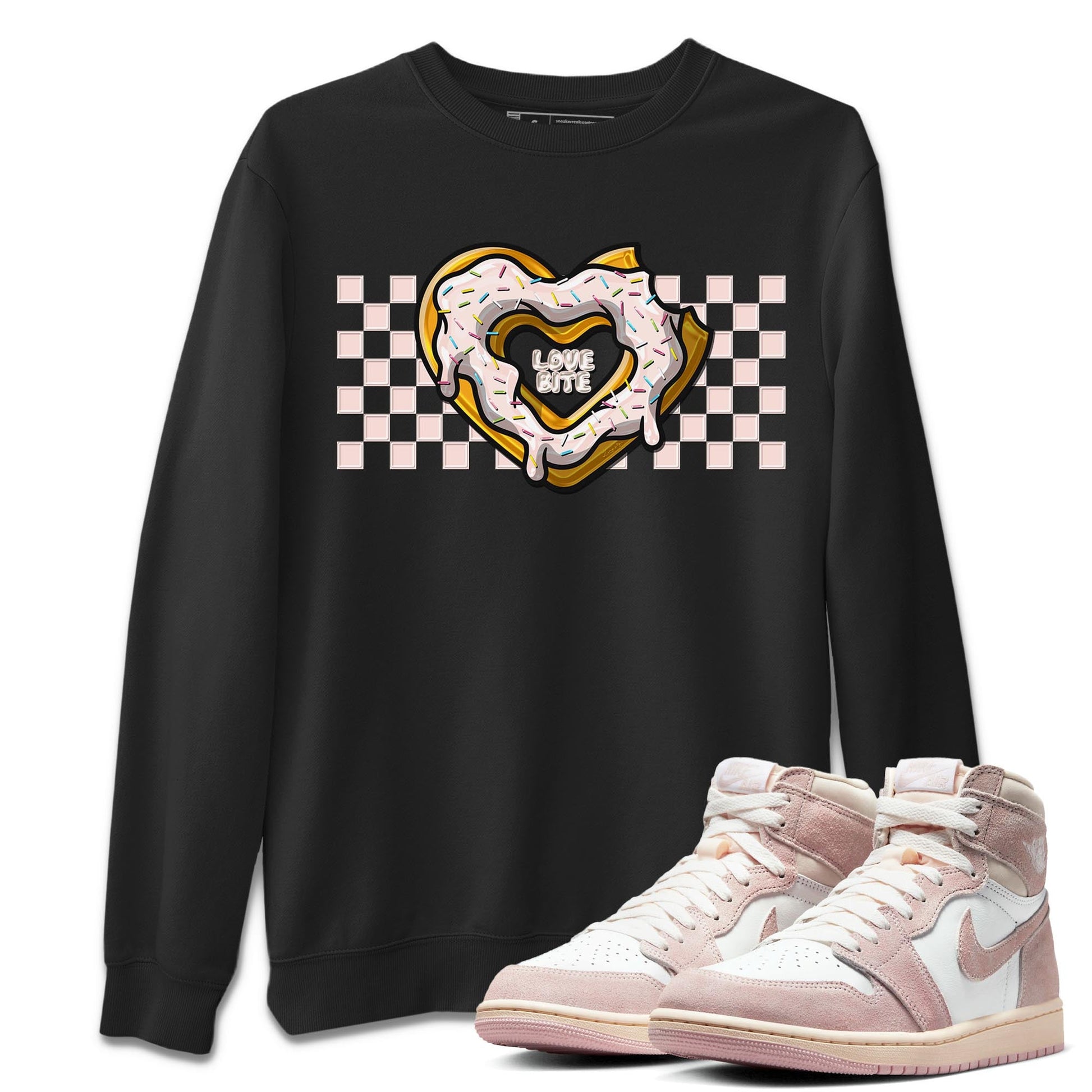 Air Jordan 1 Washed Pink Love Bite Crew Neck Sneaker Tees AJ1 Washed Pink Sneaker T-Shirts Size Chart